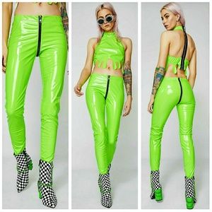 Current Mood Vinyl Slime Green Zipper legging